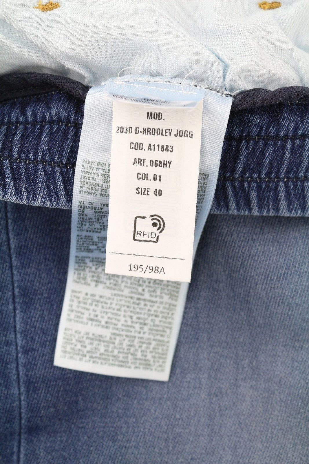 DIESEL 2030 D-Krooley Jogg 068HY Men's Jeans W40 Washed Blue Drawstring RRP295