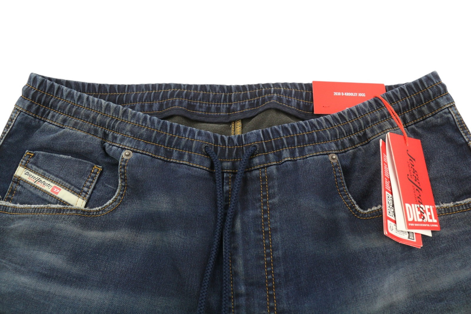 DIESEL 2030 D-Krooley Jogg 068JA Men's Jeans W38 Drawstring Washed Blue RRP325