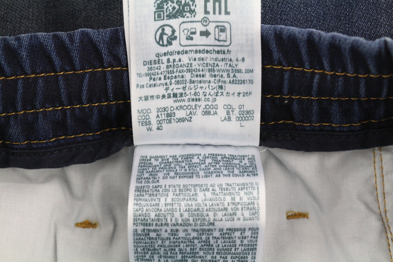 DIESEL 2030 D-Krooley Jogg 068JA Men's Jeans W40 Washed Blue Drawstring RRP325