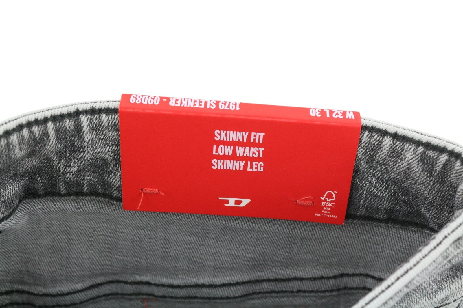 DIESEL 1979 Sleenker 09D89 Men's Jeans W32/L30 Skinny Slim Stretch Grey RRP195