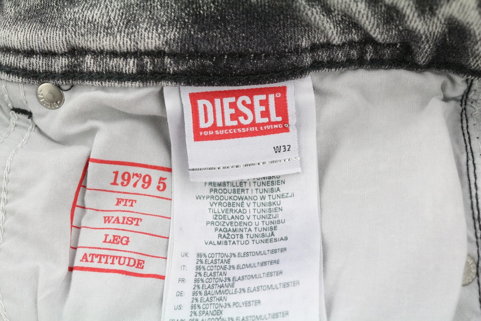 DIESEL 1979 Sleenker 09D89 Men's Jeans W32/L34 Skinny Stretch Grey Low RRP195