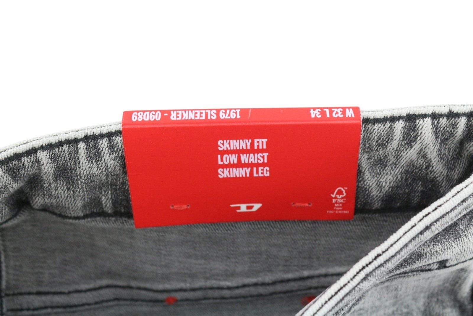 DIESEL 1979 Sleenker 09D89 Men's Jeans W32/L34 Skinny Stretch Grey Low RRP195