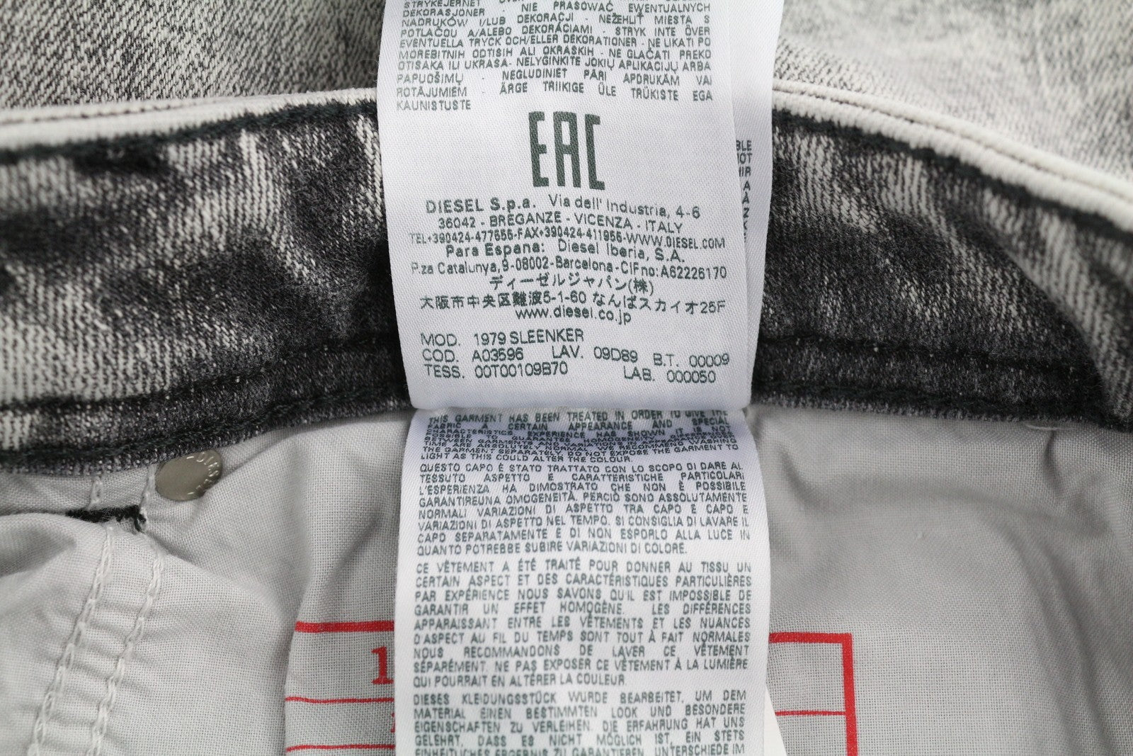 DIESEL 1979 Sleenker 09D89 Men's Jeans W36/L34 Stretch Skinny Grey Low RRP195