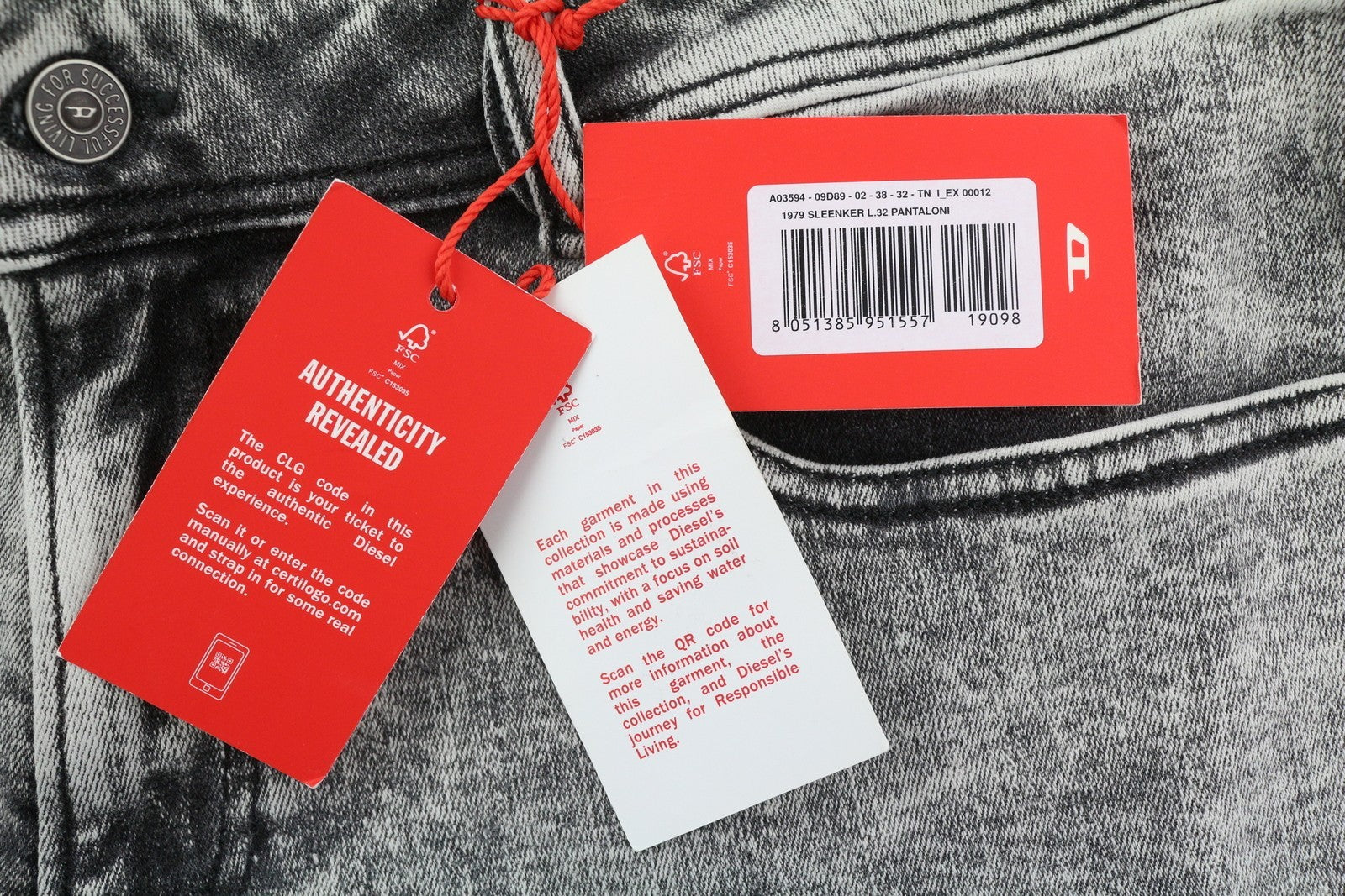 DIESEL 1979 Sleenker 09D89 Men's Jeans W38/L32 Skinny Low Waist Stretch RRP195