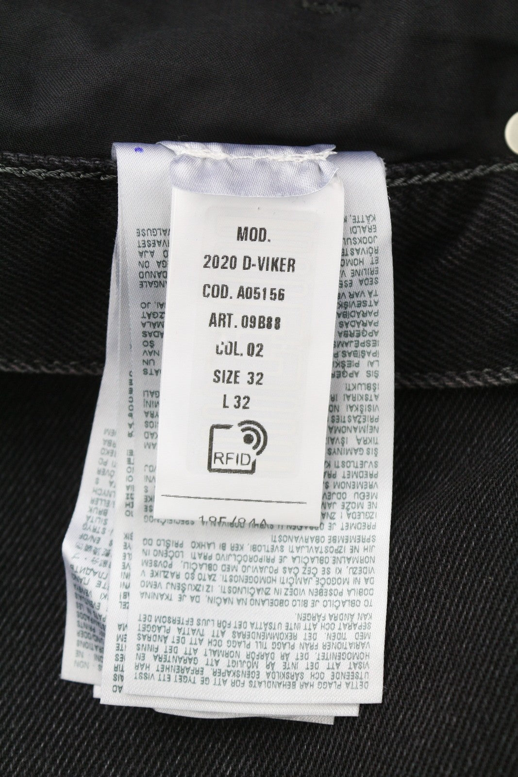 DIESEL 2020 D-Viker 09B88 Men's Jeans W32/L32 Washed Black Straight RRP175