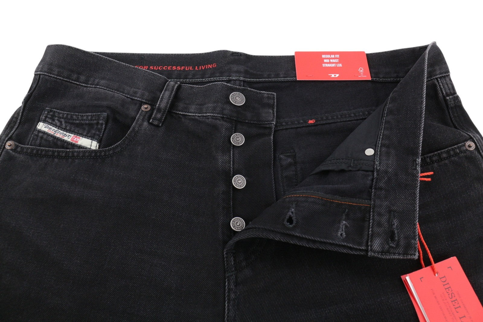 DIESEL 2020 D-Viker 09B88 Men's Jeans W32/L32 Washed Black Straight RRP175