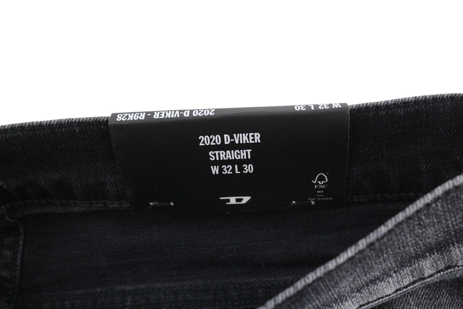 DIESEL 2020 D-Viker R9K28 Men's Jeans W32/L30 Black Washed Straight RRP250