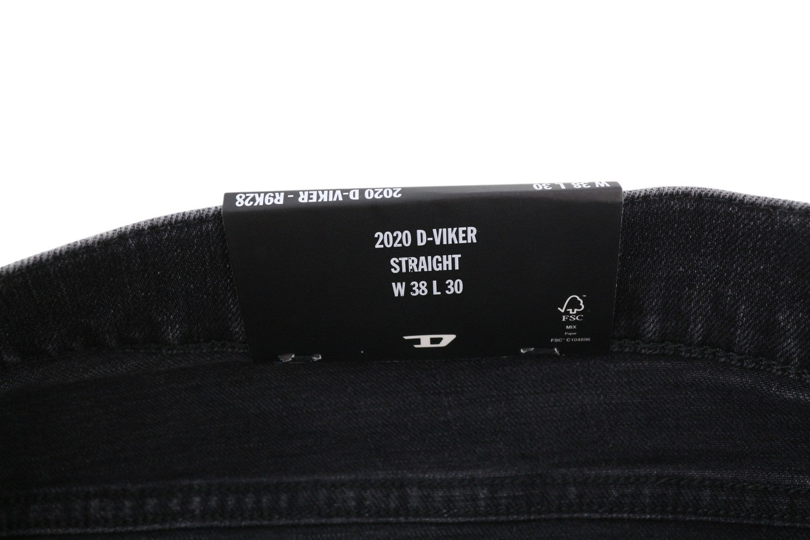 DIESEL 2020 D-Viker R9K28 Men Jeans W38/L30 Black Washed Straight Button RRP250
