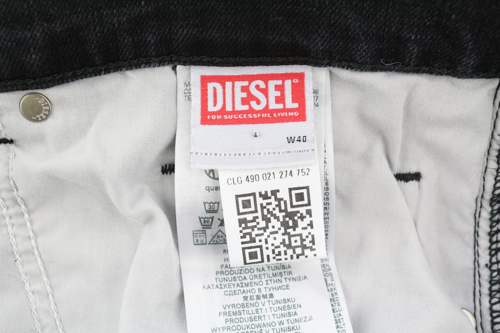 DIESEL 2020 D-Viker R9K28 Men Jeans W40/L30 Washed Black Straight Button RRP250