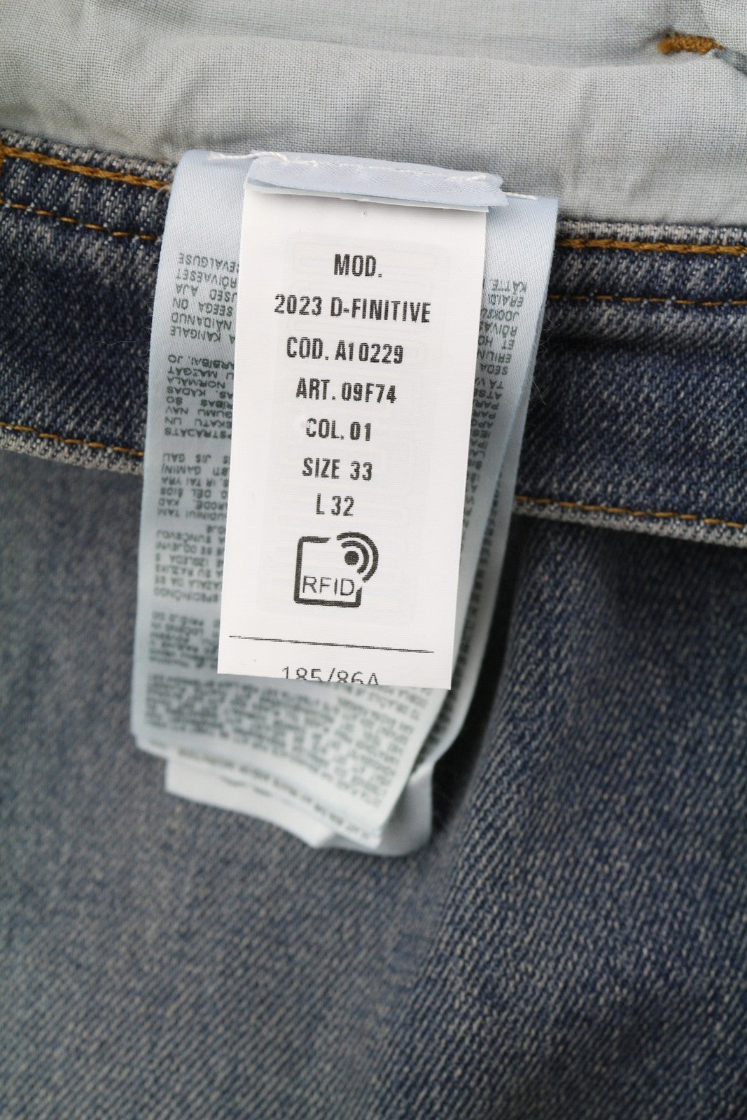 DIESEL 2023 D-Finitive 09F74 Men's Jeans W33/L32 Tapered Regular Blue RRP175