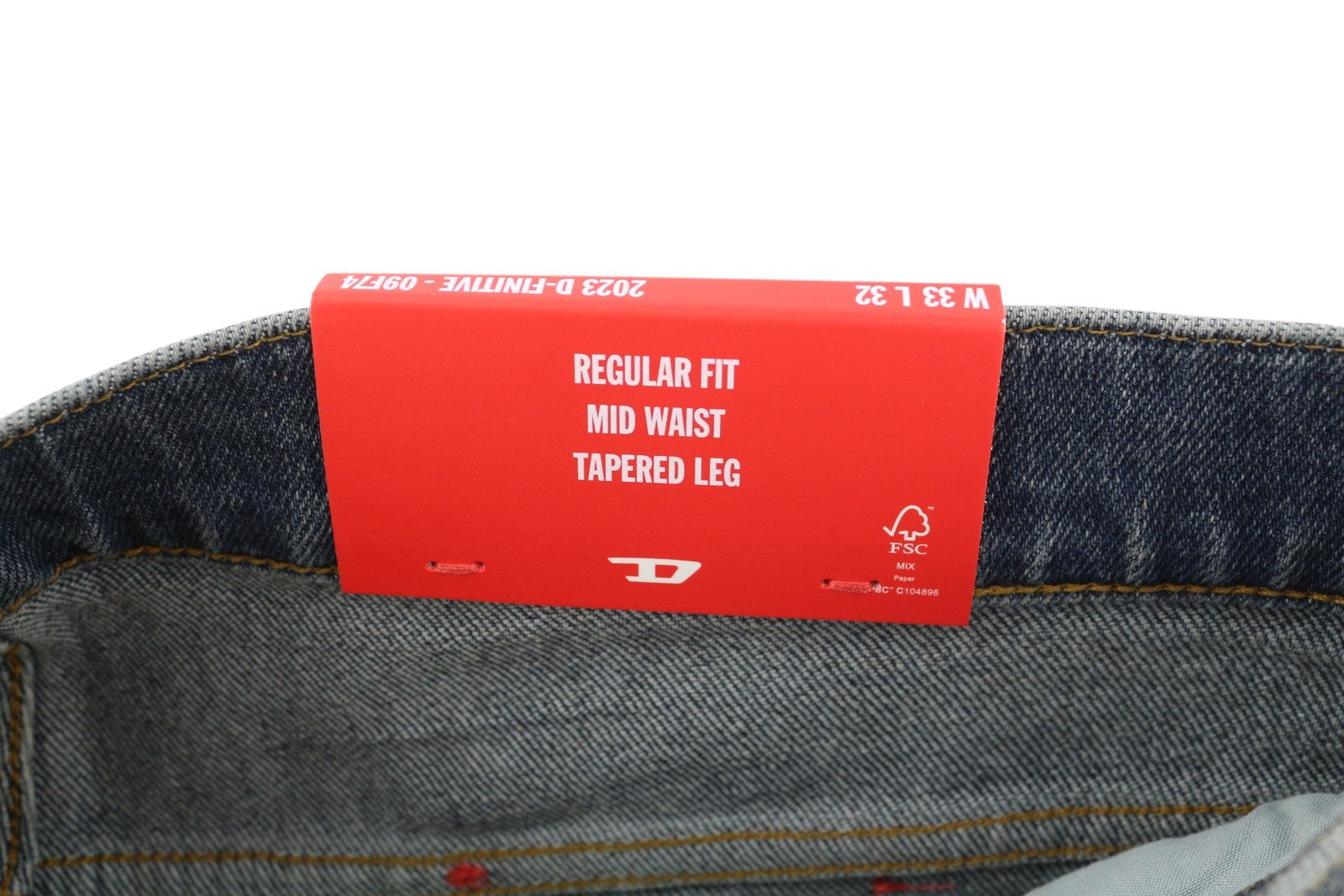 DIESEL 2023 D-Finitive 09F74 Men's Jeans W33/L32 Tapered Regular Blue RRP175