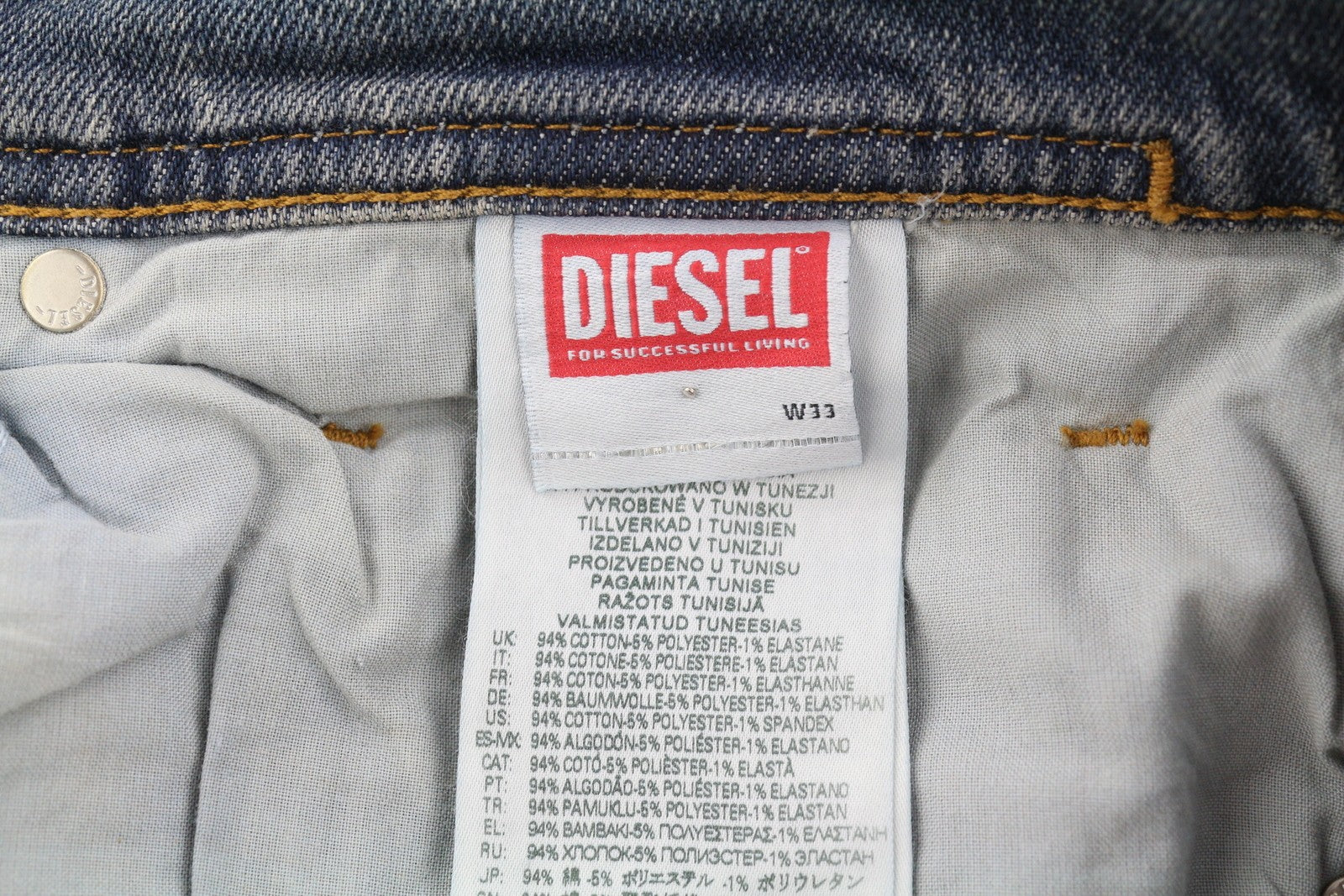 DIESEL 2023 D-Finitive 09F74 Men's Jeans W33/L32 Tapered Regular Blue RRP175