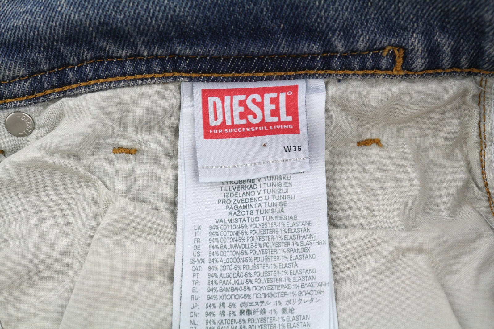 DIESEL 2023 D-Finitive 09F74 Men's Jeans W36/L32 Blue Regular Tapered RRP175