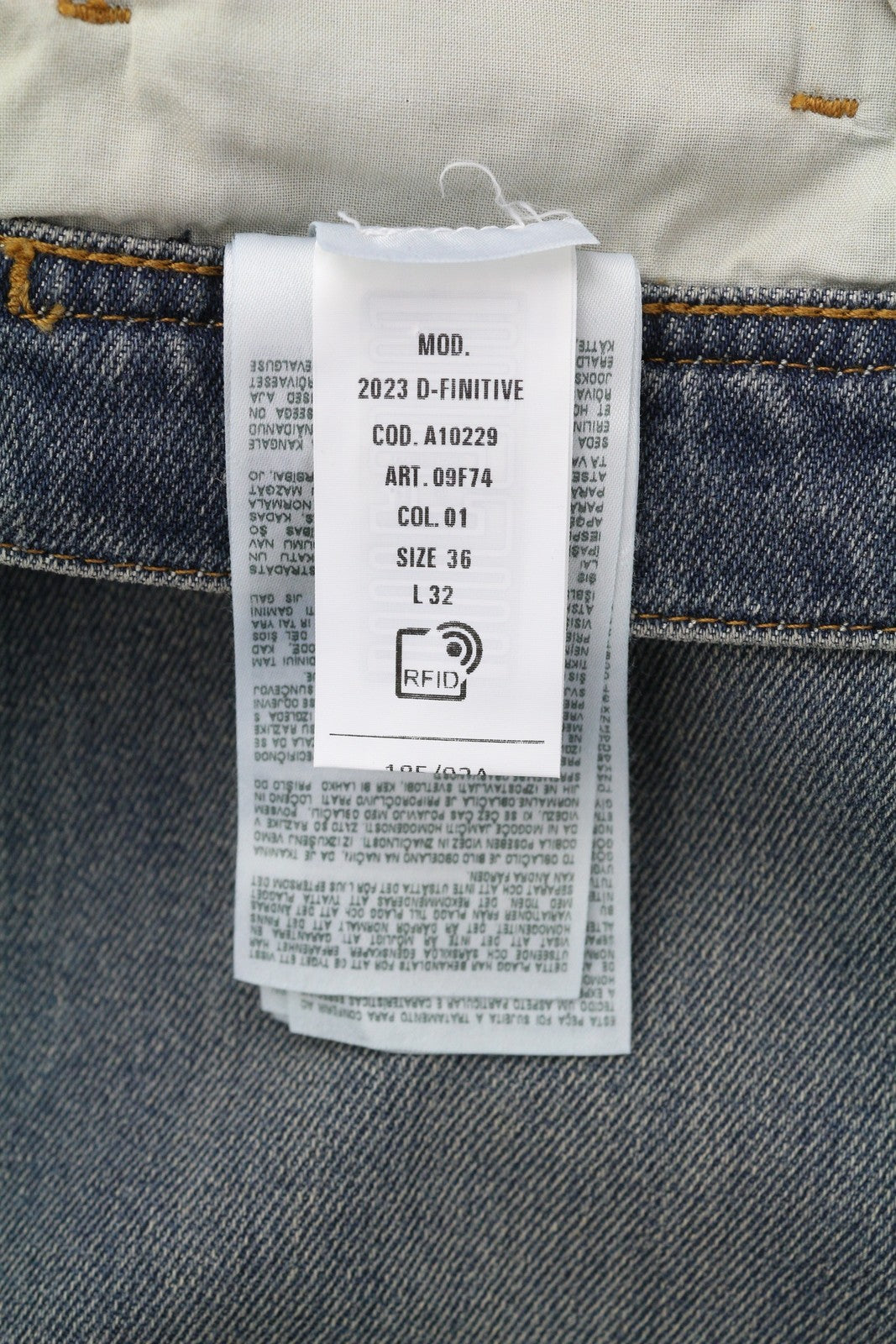 DIESEL 2023 D-Finitive 09F74 Men's Jeans W36/L32 Blue Regular Tapered RRP175