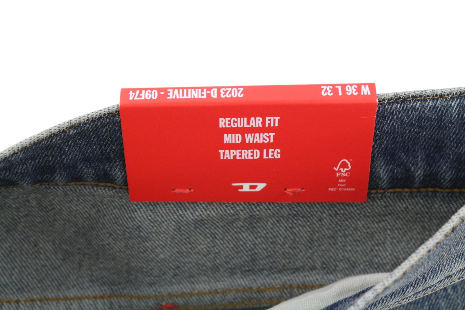 DIESEL 2023 D-Finitive 09F74 Men's Jeans W36/L32 Blue Regular Tapered RRP175