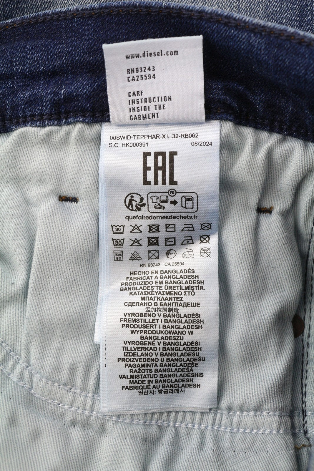 DIESEL Tepphar-X RB062 Men's Jeans W33/L32 Slim Fit Buttoned Washed Blue RRP175