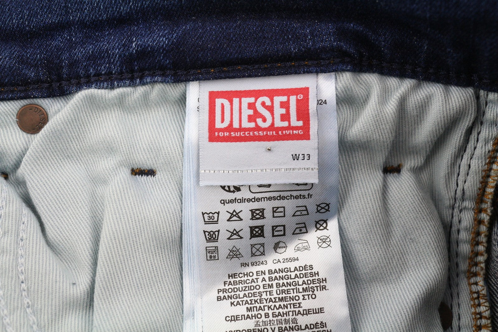 DIESEL Tepphar-X RB062 Men's Jeans W33/L32 Slim Fit Buttoned Washed Blue RRP175