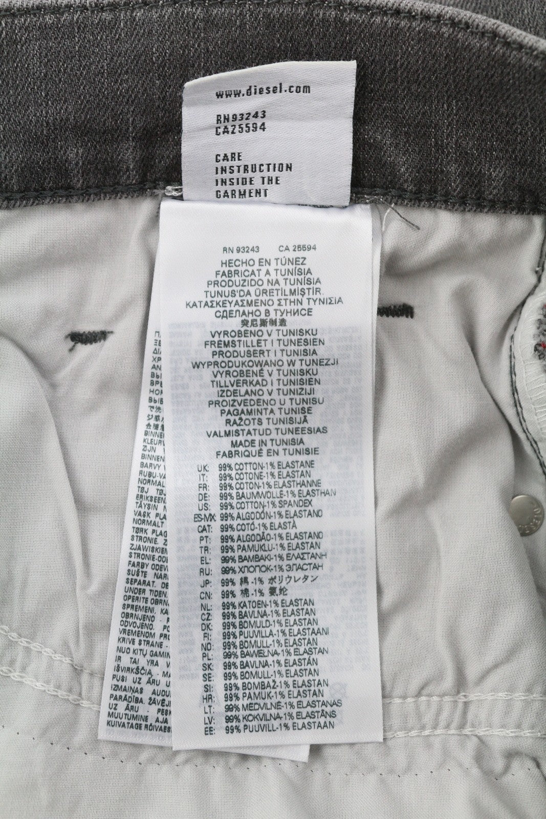 DIESEL 2019 D-Strukt 09F91 Men's Jeans W34/L32 Slim Grey Washed Zip Fly RRP175