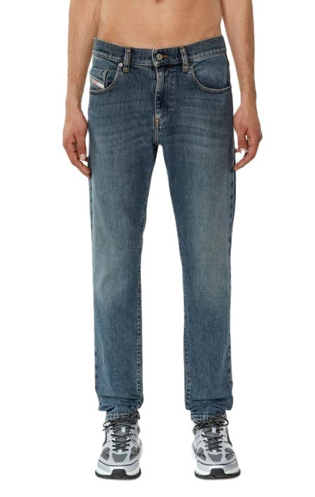 DIESEL 2019 D-Strukt 09F74 Men's Jeans W34/L30 Slim Fit Blue Washed Zip RRP175