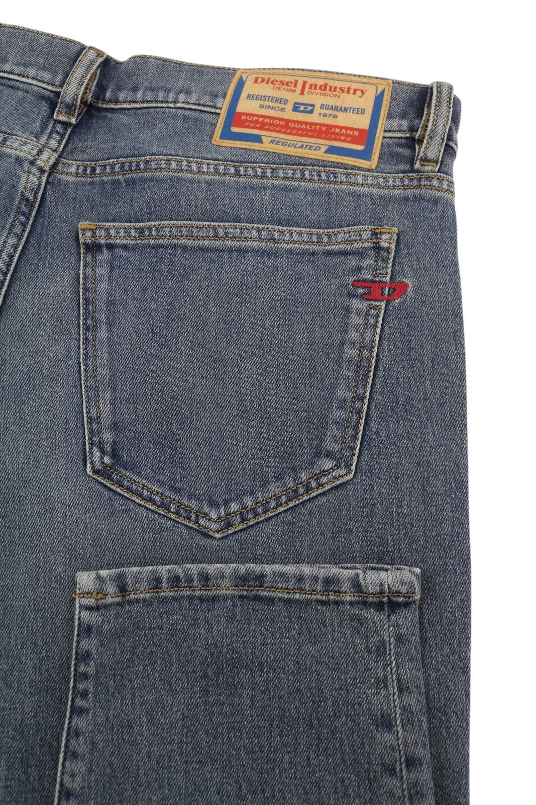 DIESEL 2019 D-Strukt 09F74 Men's Jeans W34/L30 Slim Fit Blue Washed Zip RRP175