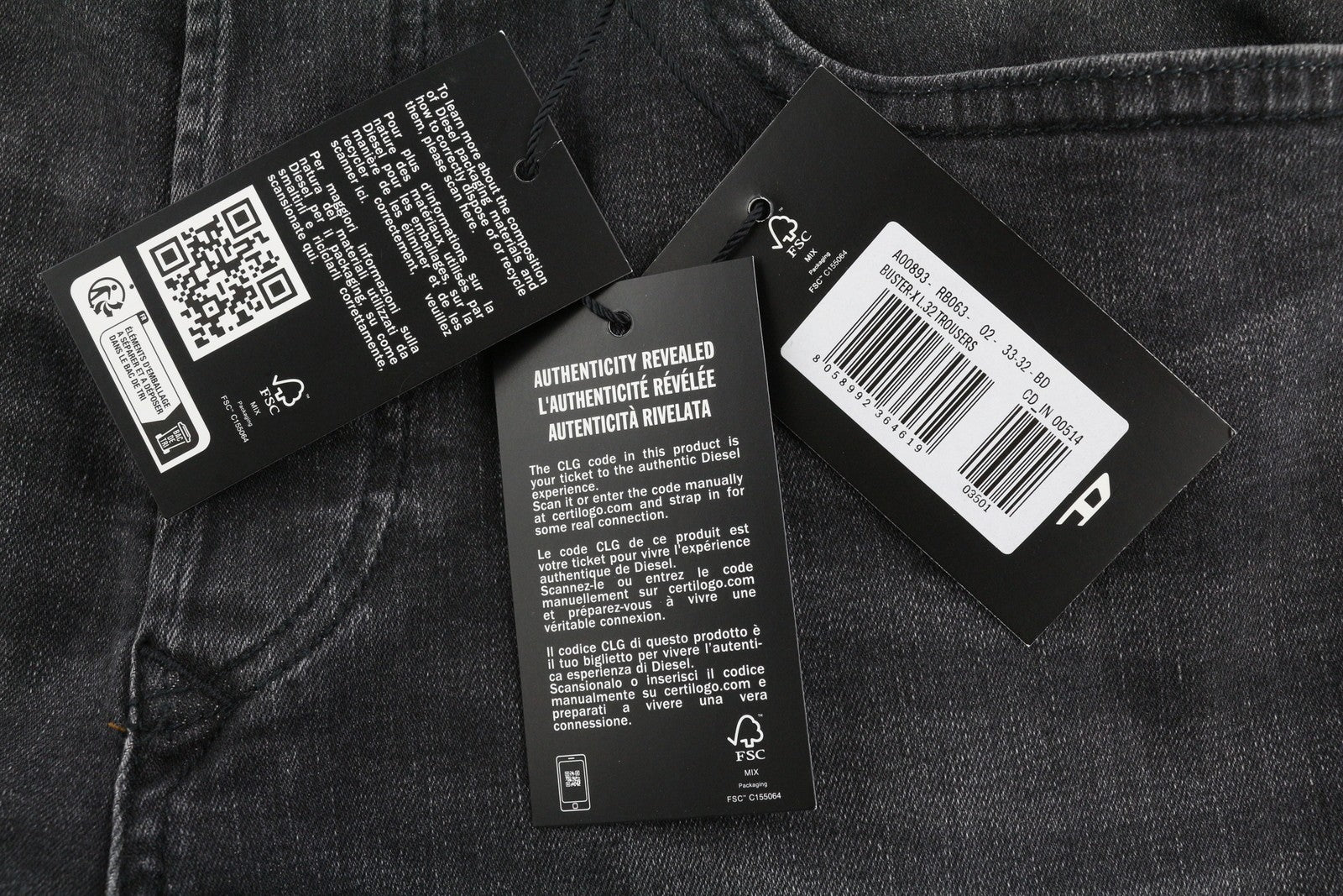 DIESEL Buster-X RB063 Men's Jeans W33/L32 Black Washed Tapered Button RRP175