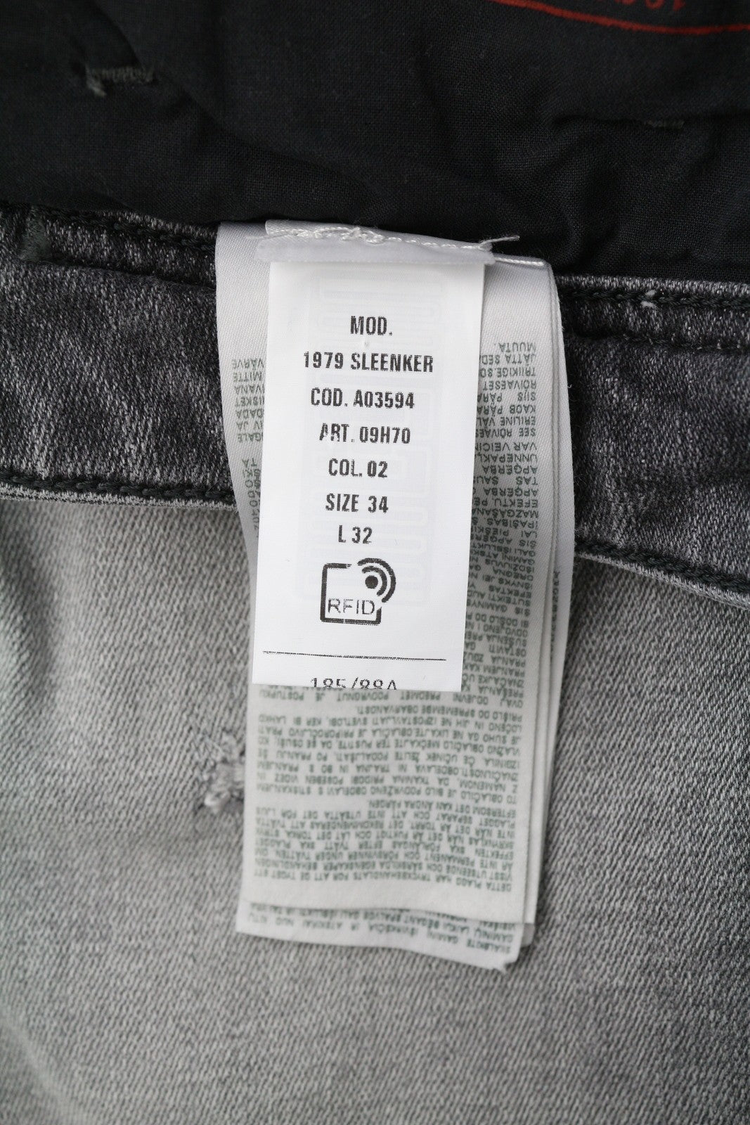 DIESEL 1979 Sleenker 09H70 Men Jeans W34/L32 Skinny Distressed Grey Low RRP250