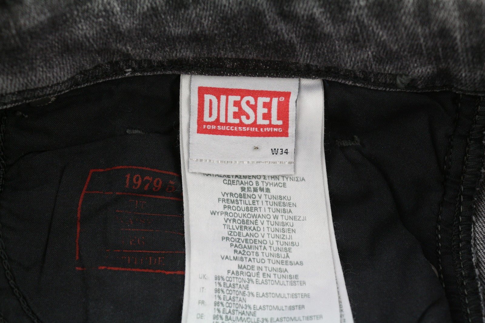 DIESEL 1979 Sleenker 09H70 Men Jeans W34/L32 Skinny Distressed Grey Low RRP250