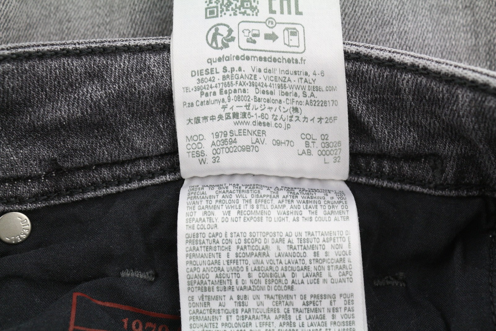 DIESEL 1979 Sleenker 09H70 Men Jeans W32/L32 Skinny Grey Distress Low RRP250