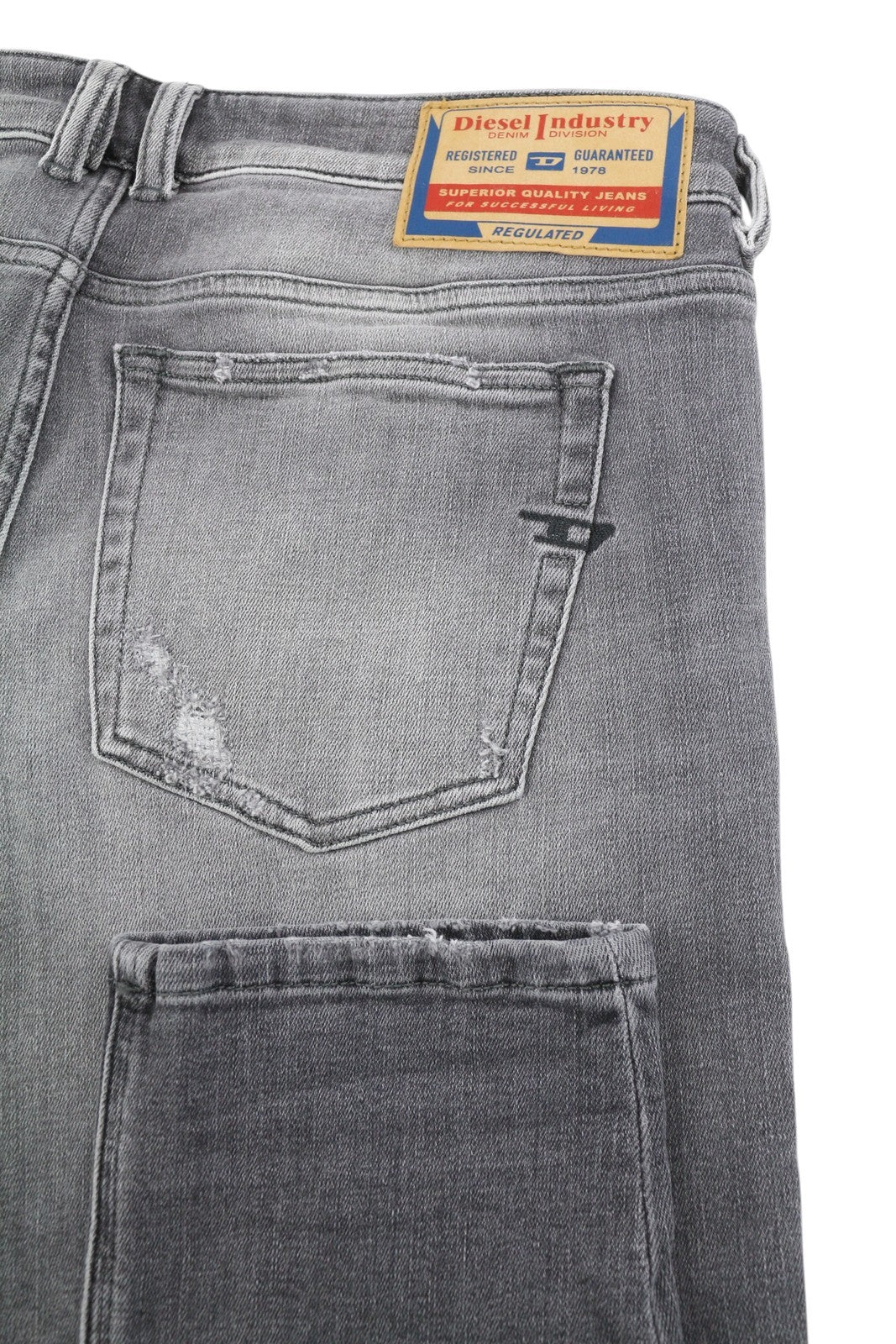 DIESEL 1979 Sleenker 09H70 Men Jeans W32/L32 Skinny Grey Distress Low RRP250