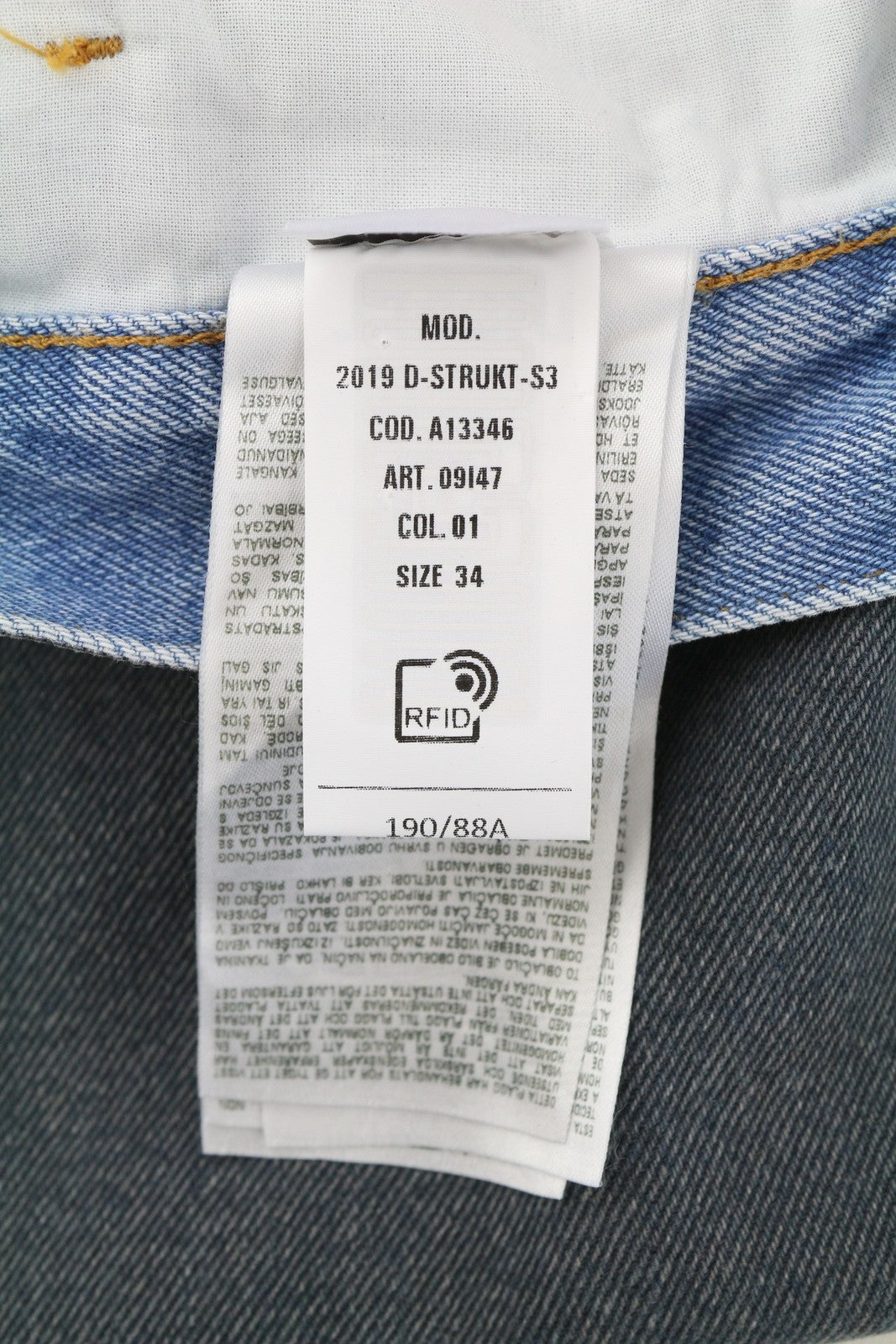 DIESEL 2019 D-Strukt-S3 09I47 Men's Jeans W34 Dark Denim Mid Waist Slim RRP350