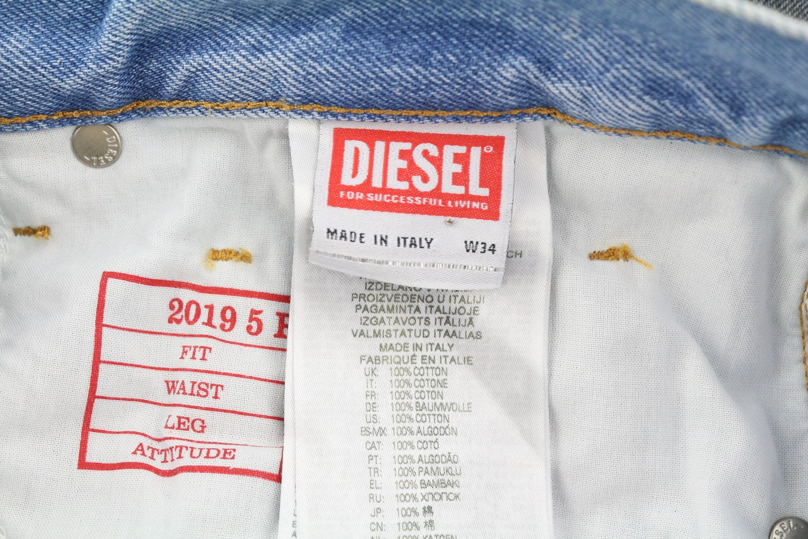 DIESEL 2019 D-Strukt-S3 09I47 Men's Jeans W34 Dark Denim Mid Waist Slim RRP350