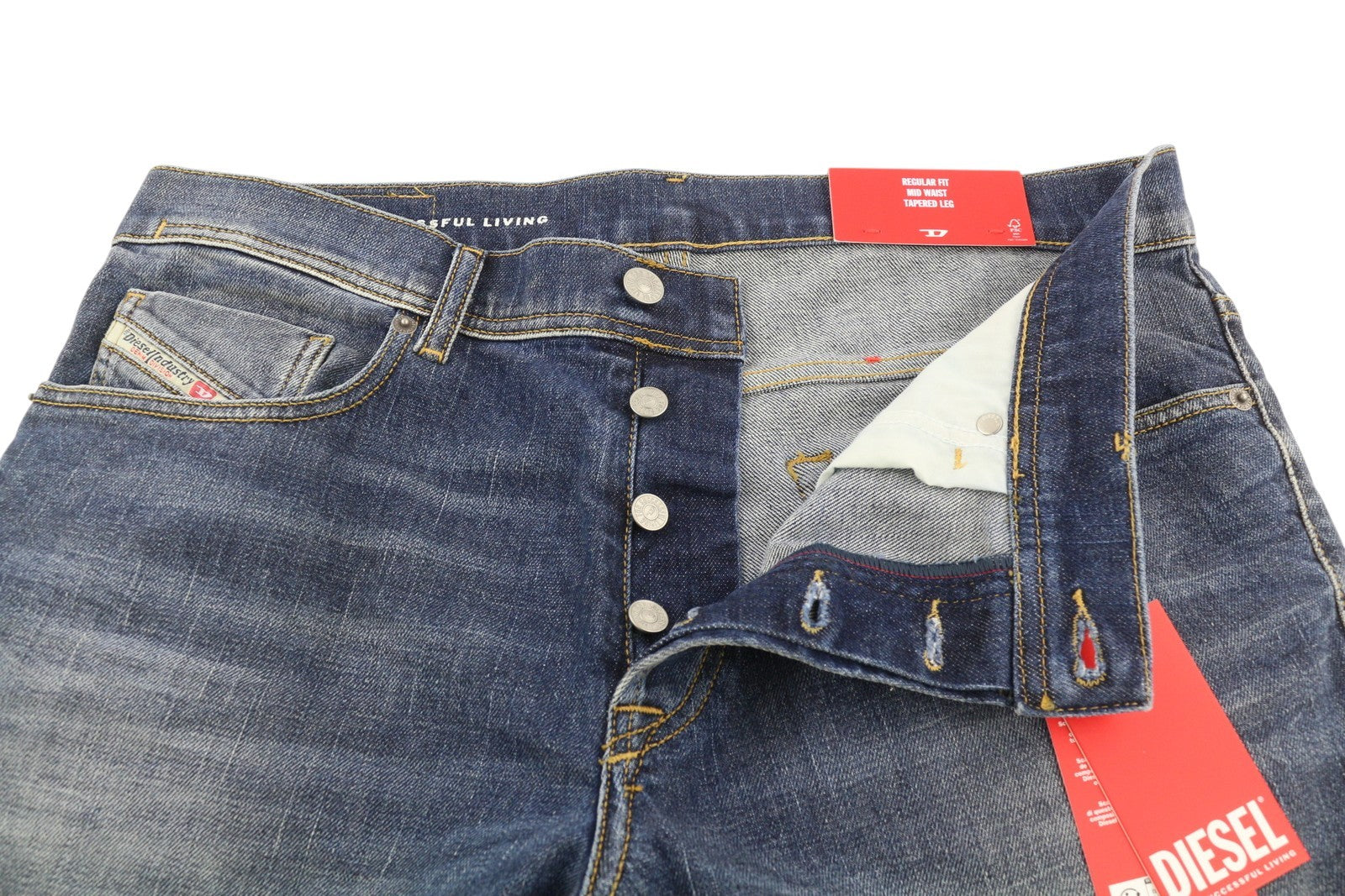 DIESEL 2023 D-Finitive 09H43 Men's Jeans W32/L32 Regular Tapered Blue RRP225