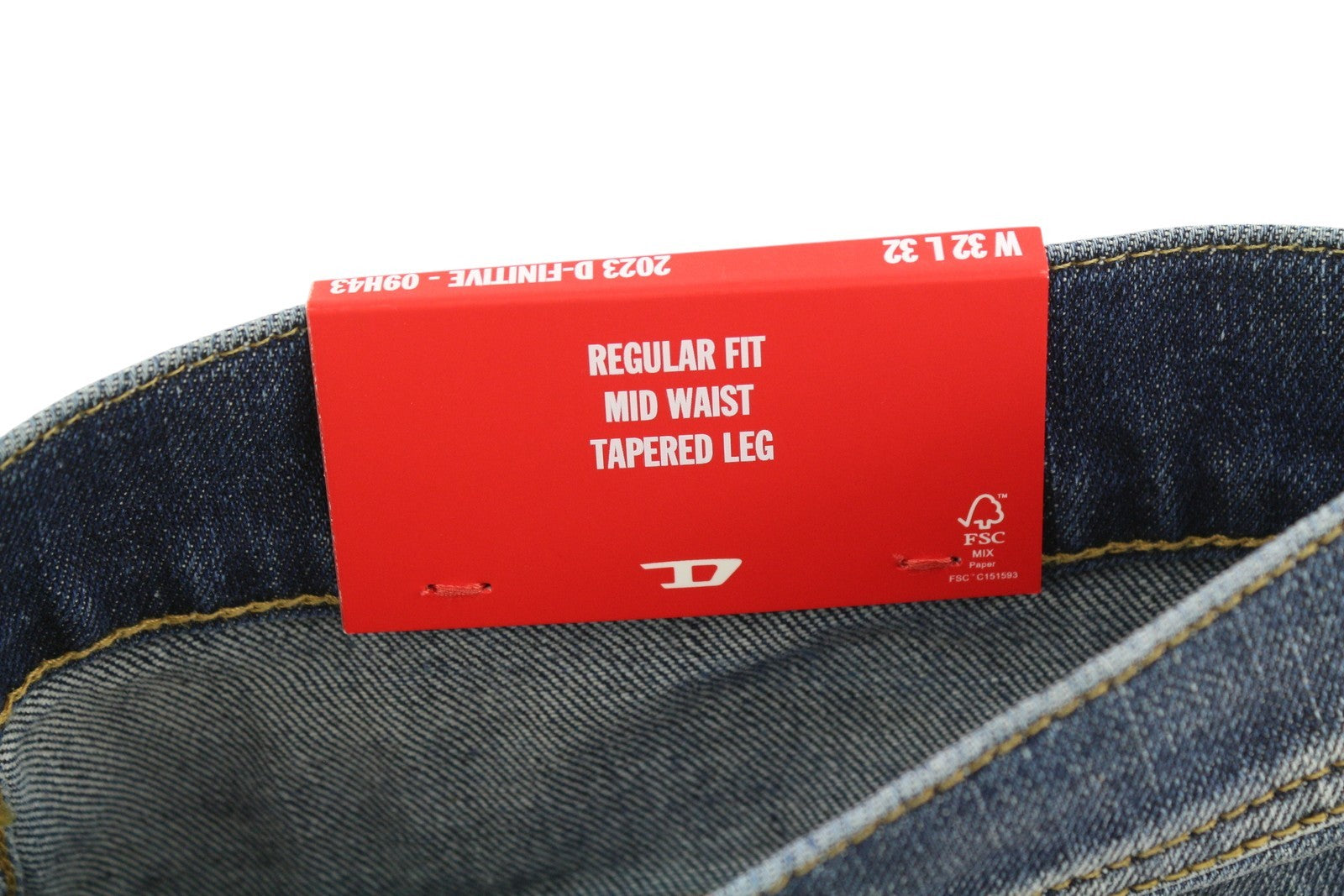 DIESEL 2023 D-Finitive 09H43 Men's Jeans W32/L32 Regular Tapered Blue RRP225