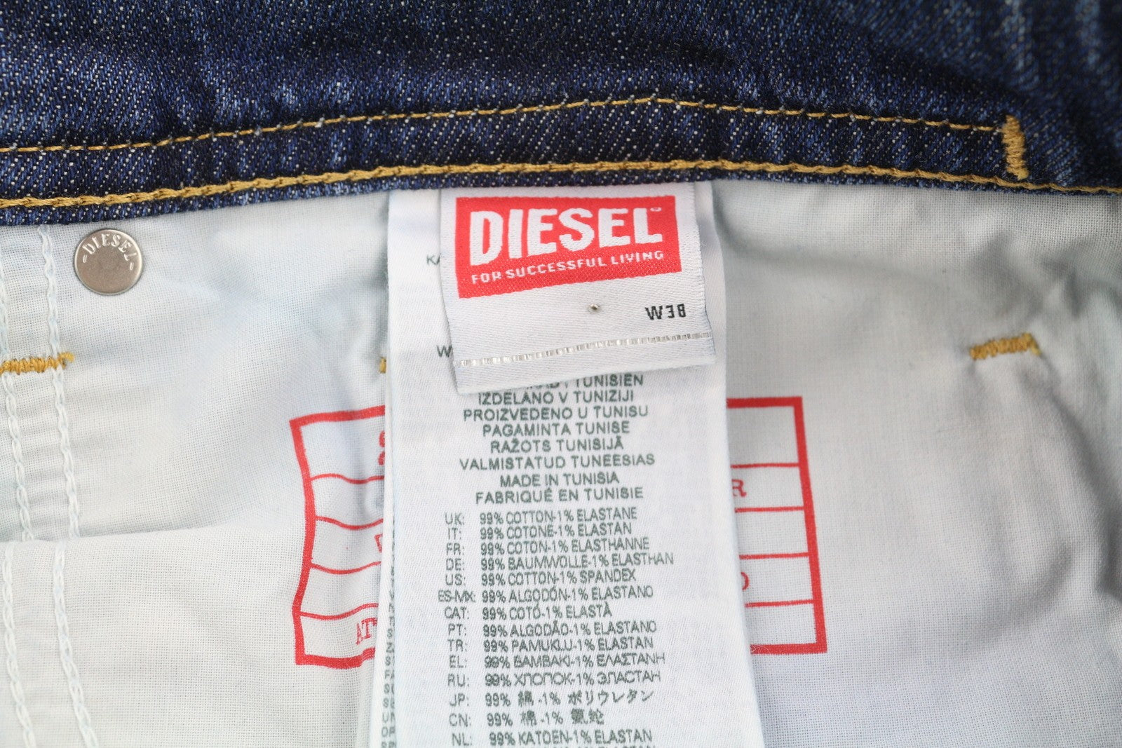 DIESEL 2023 D-Finitive 09H43 Men's Jeans W38/L32 Blue Regular Tapered RRP225