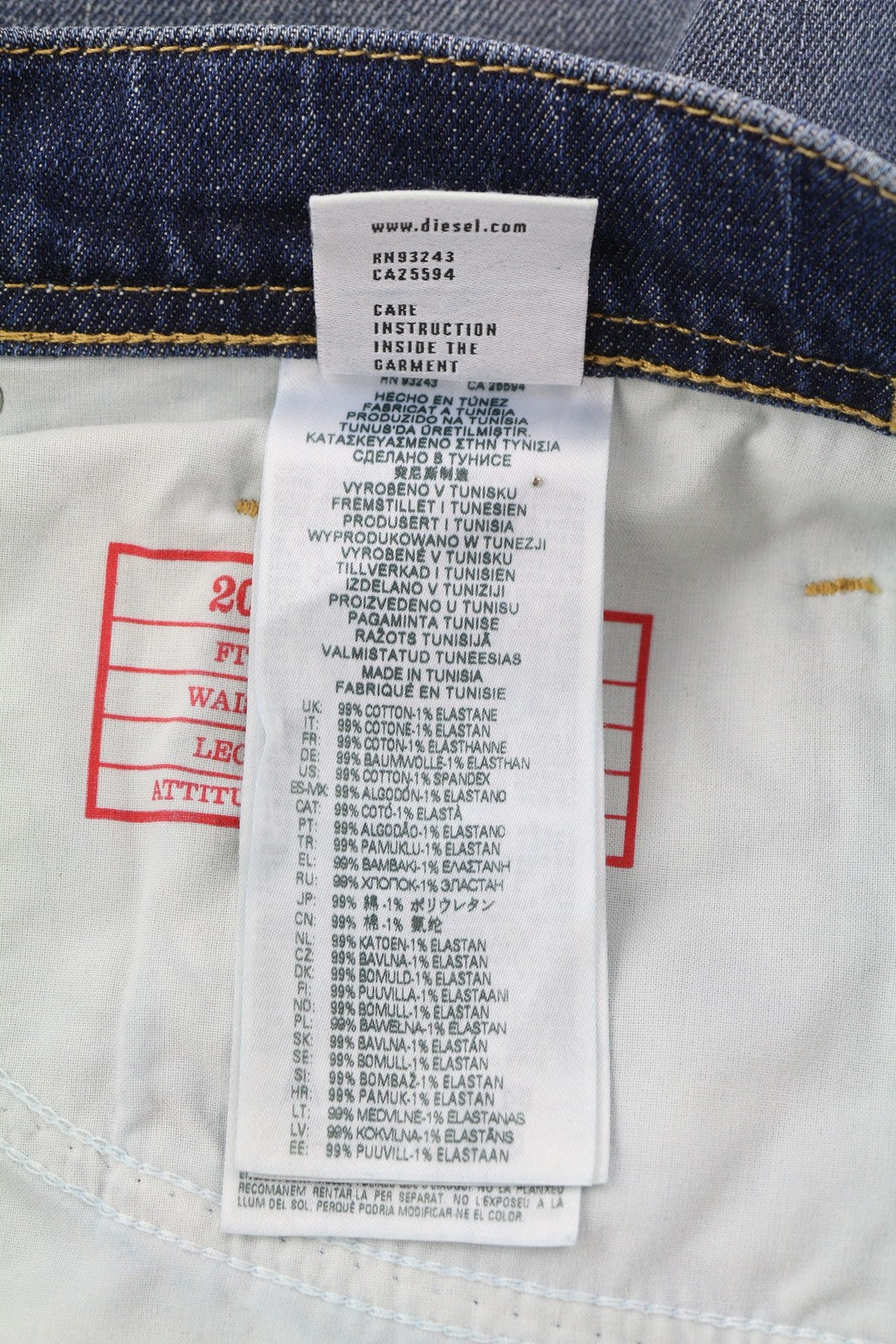 DIESEL 2023 D-Finitive 09H43 Men's Jeans W38/L32 Blue Regular Tapered RRP225