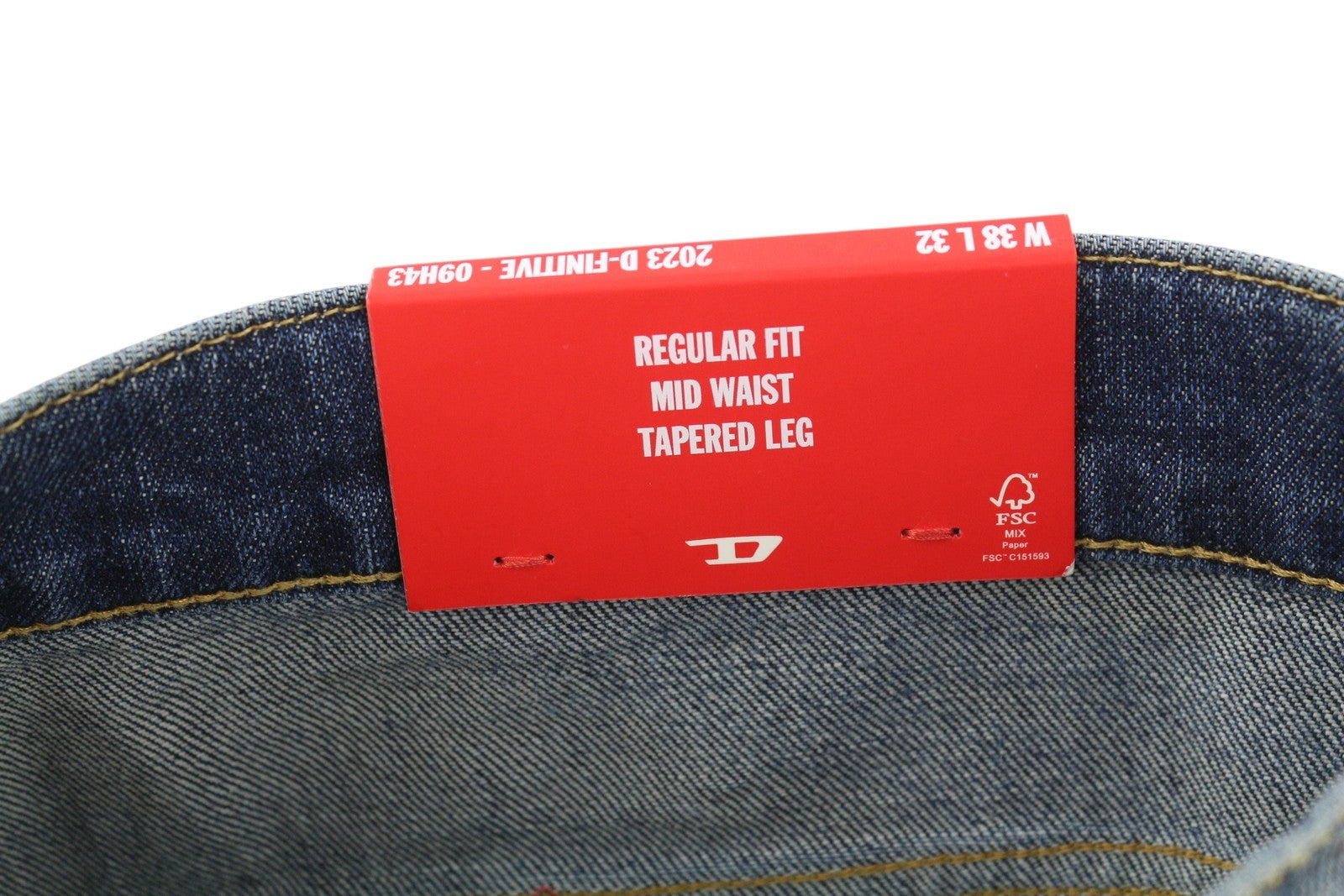 DIESEL 2023 D-Finitive 09H43 Men's Jeans W38/L32 Blue Regular Tapered RRP225