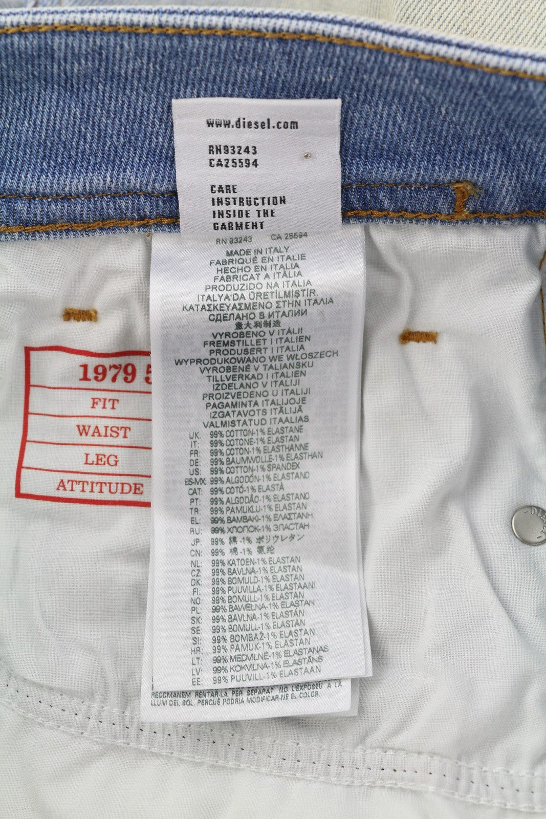 DIESEL 1979 Sleenker 09E89 Men Jeans W32/L32 Skinny Low Waist Paint Blue RRP295