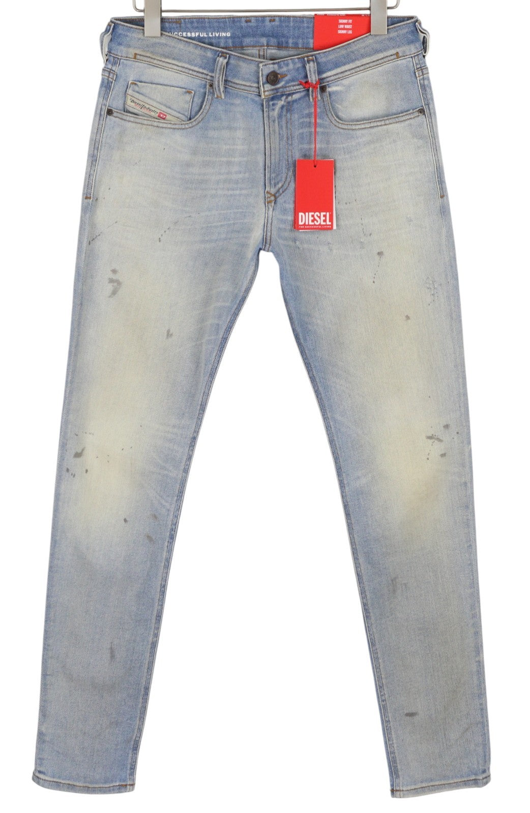 DIESEL 1979 Sleenker 09E89 Men Jeans W32/L32 Skinny Low Waist Paint Blue RRP295