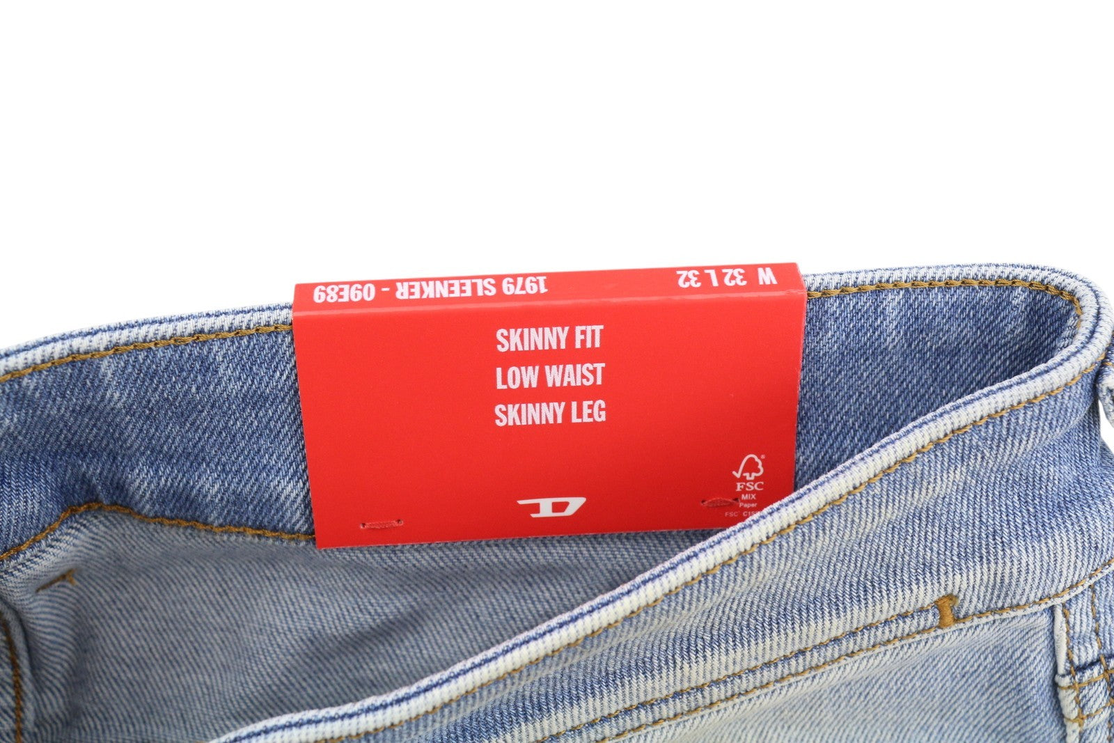 DIESEL 1979 Sleenker 09E89 Men Jeans W32/L32 Skinny Low Waist Paint Blue RRP295