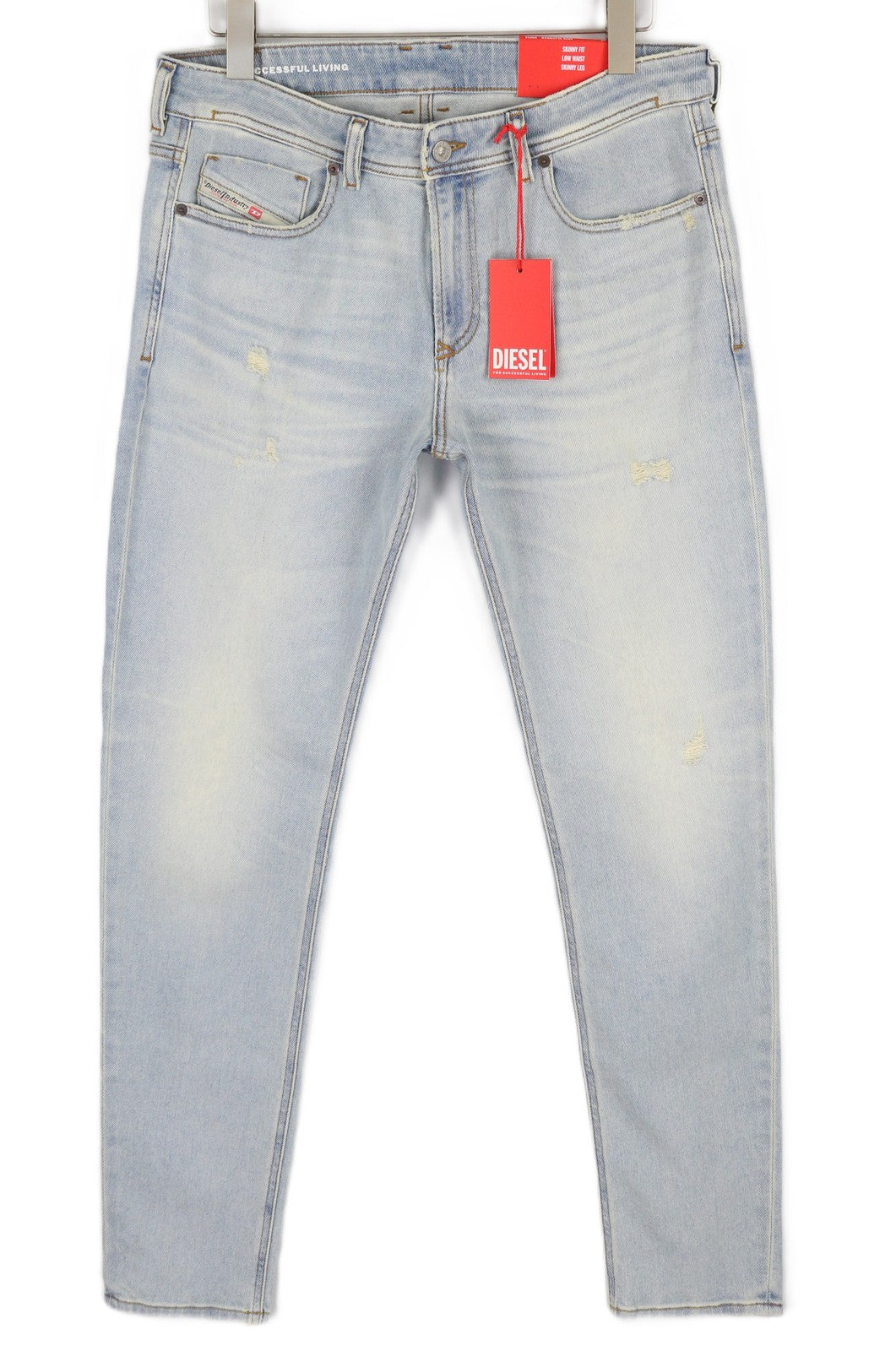 DIESEL 1979 Sleenker 09F14 Men Jeans W34/L32 Low Skinny Distressed Blue RRP250