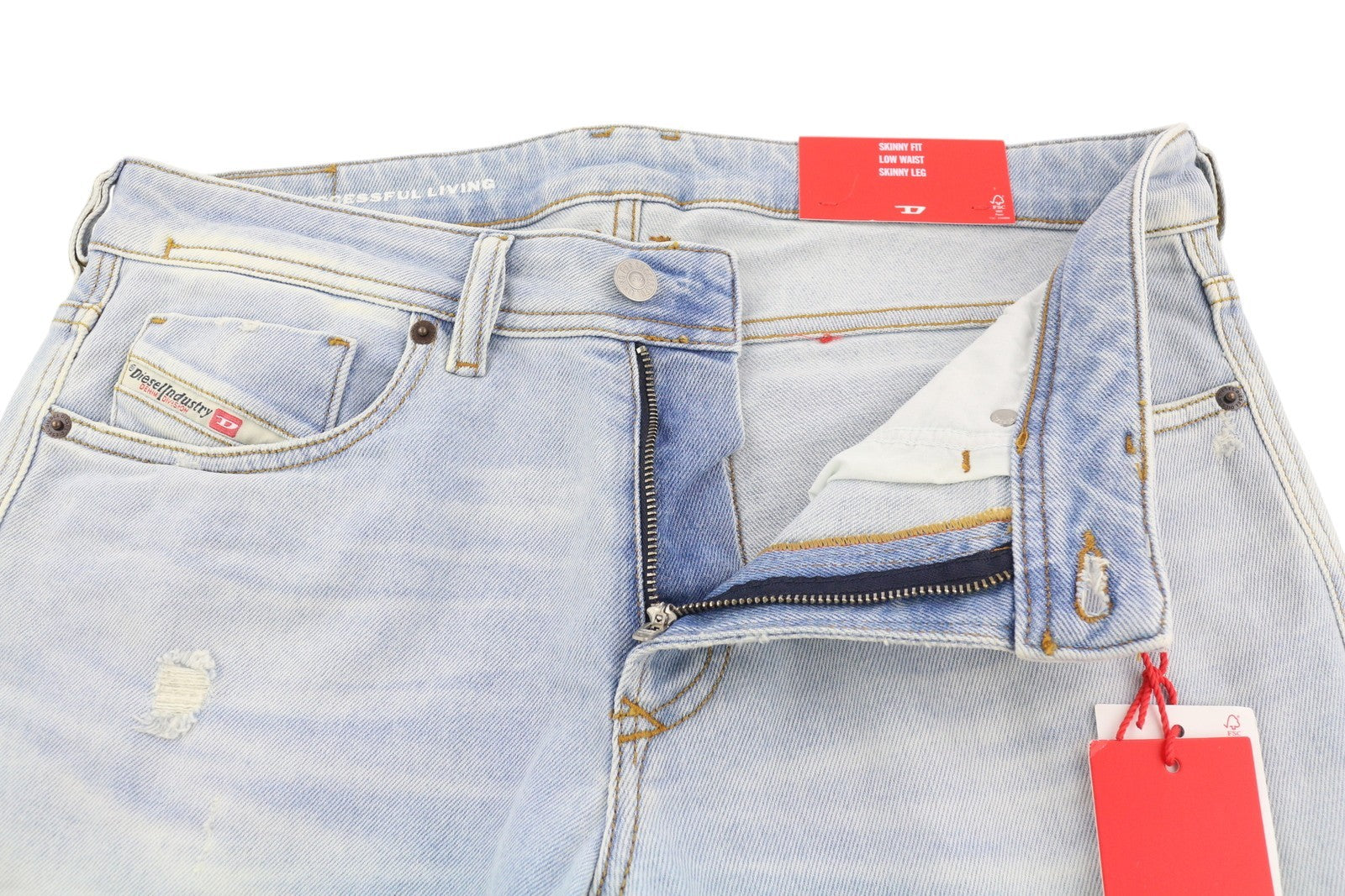 DIESEL 1979 Sleenker 09F14 Men Jeans W32/L32 Skinny Distress Low Blue RRP250