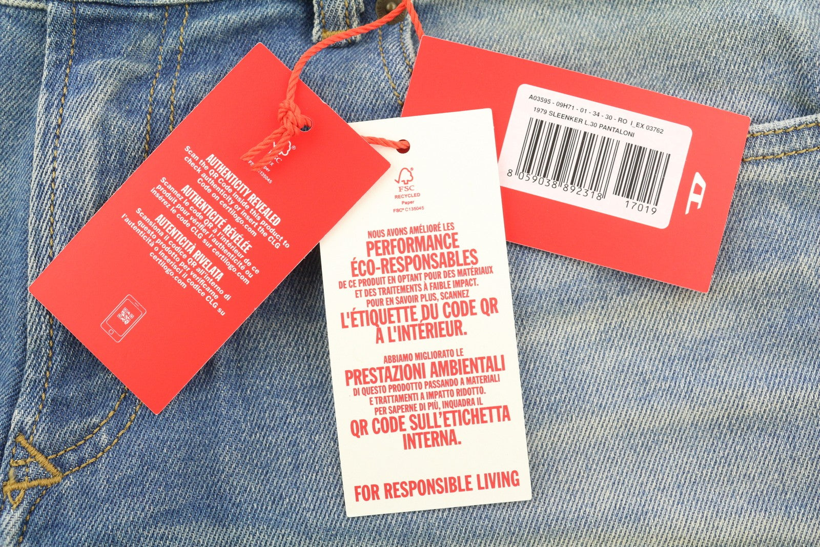 DIESEL 1979 Sleenker 09H71 Men's Jeans W34/L30 Skinny Fit Low Waist Blue RRP225