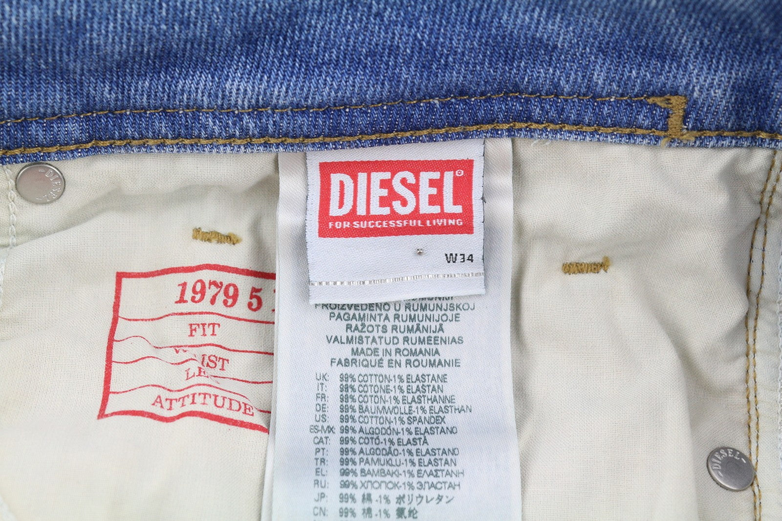 DIESEL 1979 Sleenker 09H71 Men's Jeans W34/L30 Skinny Fit Low Waist Blue RRP225