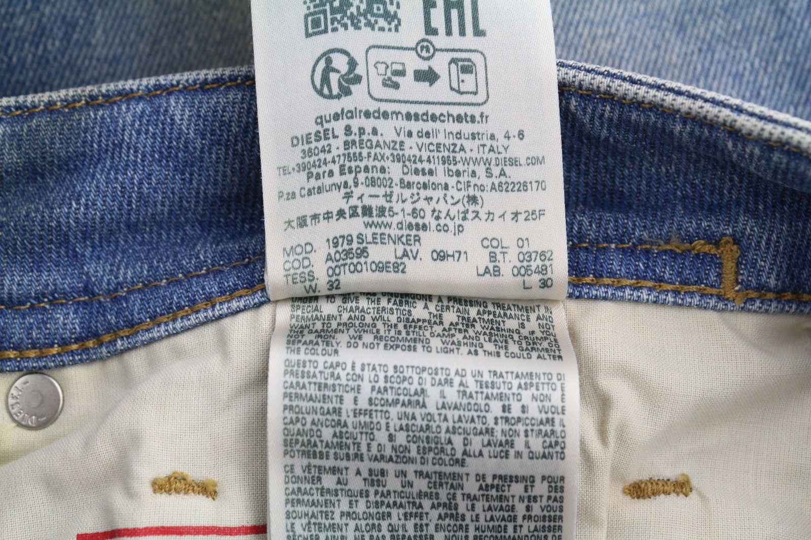 DIESEL 1979 Sleenker 09H71 Men's Jeans W32/L30 Skinny Fit Low Waist Blue RRP225