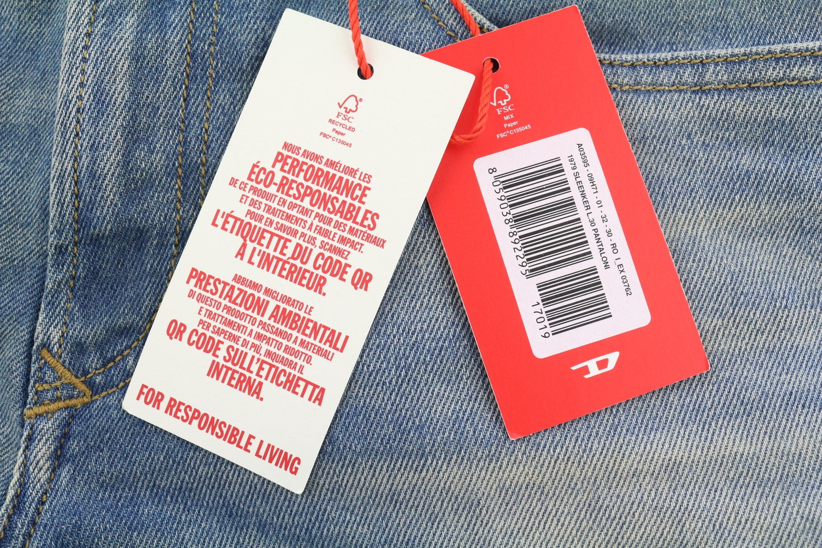 DIESEL 1979 Sleenker 09H71 Men's Jeans W32/L30 Skinny Fit Low Waist Blue RRP225