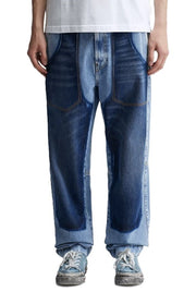 DIESEL P-5-D 0GHAW Men's Jeans W32 Loose Tapered Fit Blue Washed Zip RRP425