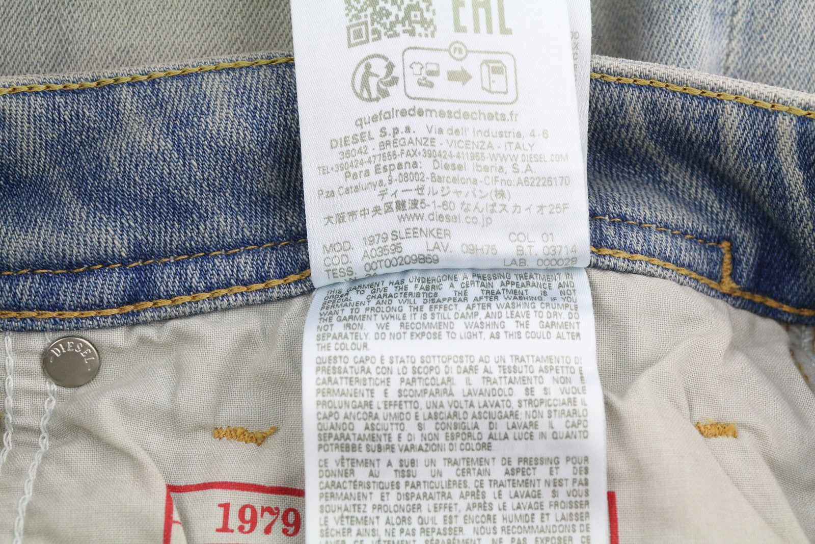 DIESEL 1979 Sleenker 09H75 Men's Jeans W34/L30 Skinny Low Waist Blue RRP295