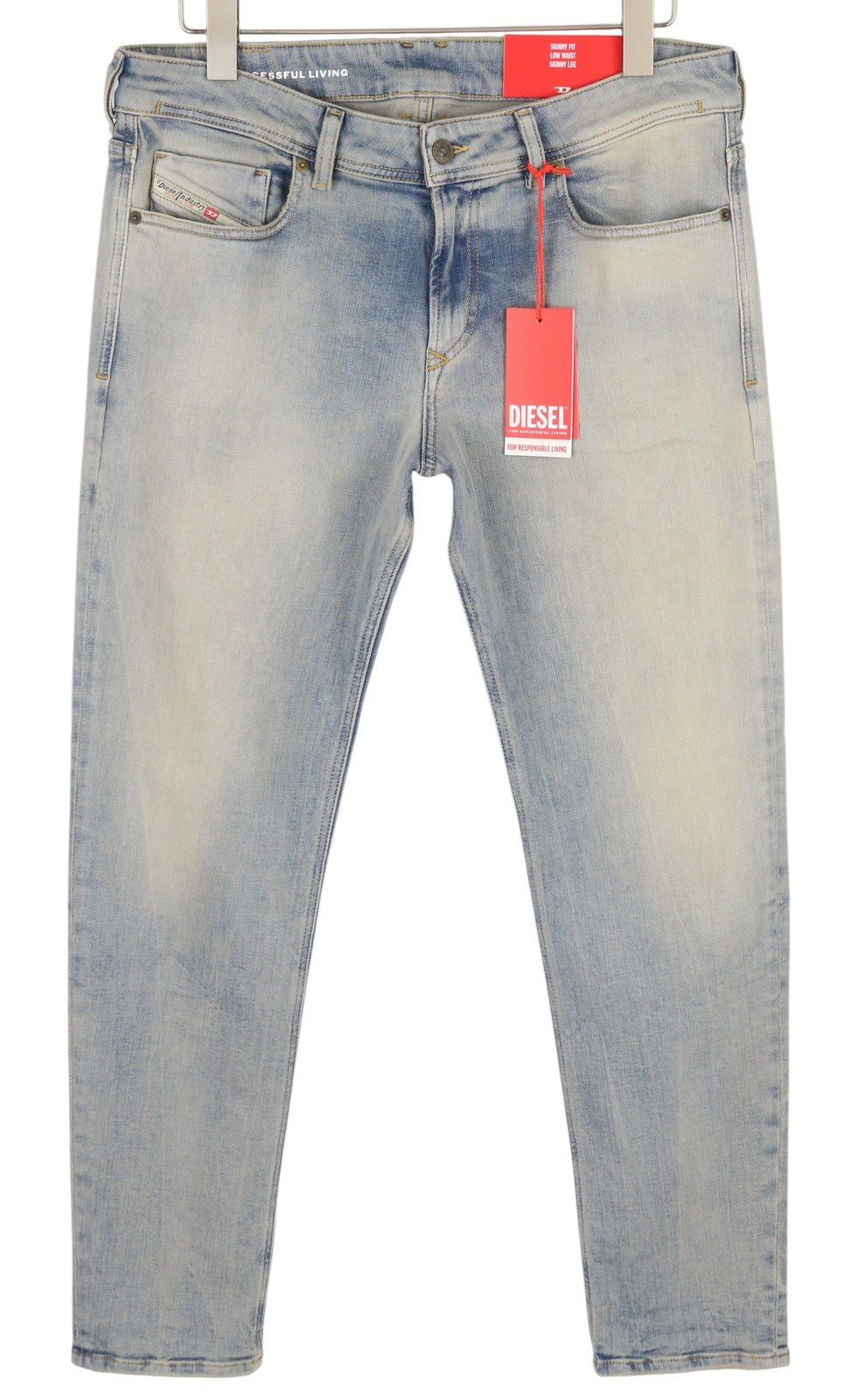 DIESEL 1979 Sleenker 09H75 Men Jeans W32/L30 Skinny Low Blue Washed RRP295