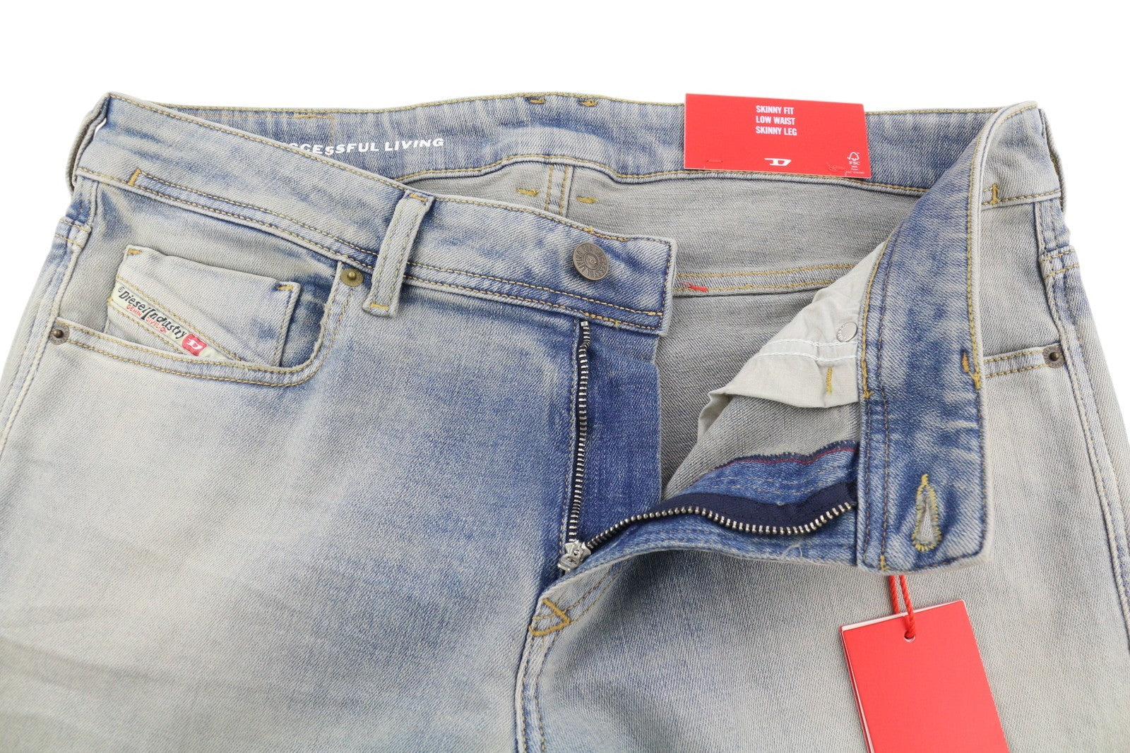 DIESEL 1979 Sleenker 09H75 Men Jeans W32/L30 Skinny Low Blue Washed RRP295