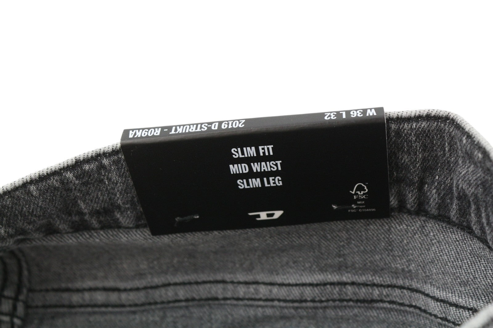 DIESEL 2019 D-Strukt R09KA Men's Jeans W36/L32 Slim Grey Washed Denim RRP225